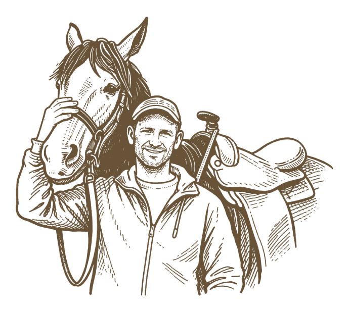 Illustration of a rancher with their horse