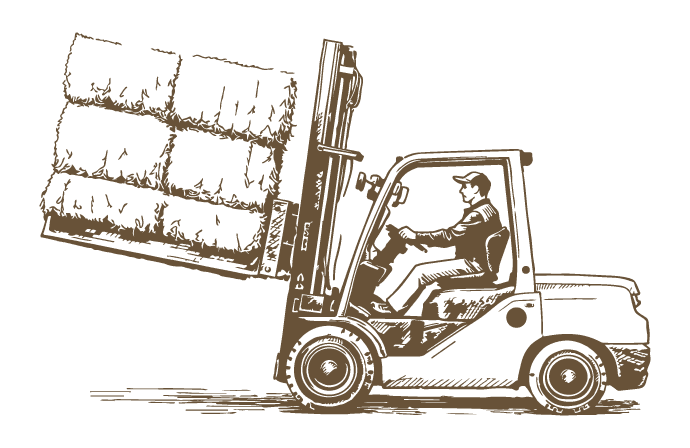 Forklift loading hay bales