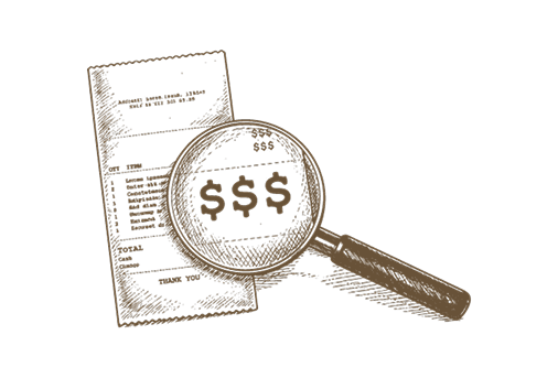 Pricing illustration with dollar signs
